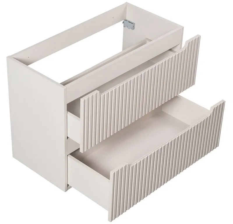 Lomadox Unterschrank NEWPORT-56-CASHMERE Waschtischunterschrank, kaschmir mit gerillter Front, ca. 80/57/39cm, Beige|weiß, – Produktbild 4 von 5