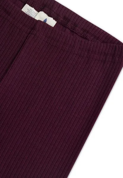 Leela Cotton Leela Cotton Kinder Ripp Leggings aus 100% kba-Baumwolle - Feiner Ripp Struktur 2052, Aubergine, – Produktbild 2 von 2