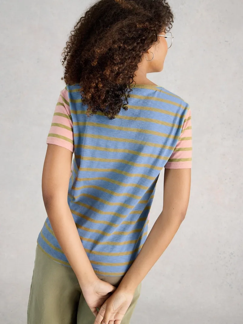 White Stuff Gestreiftes T-Shirt Abbie - 36, Rosa multi, – Produktbild 4 von 4