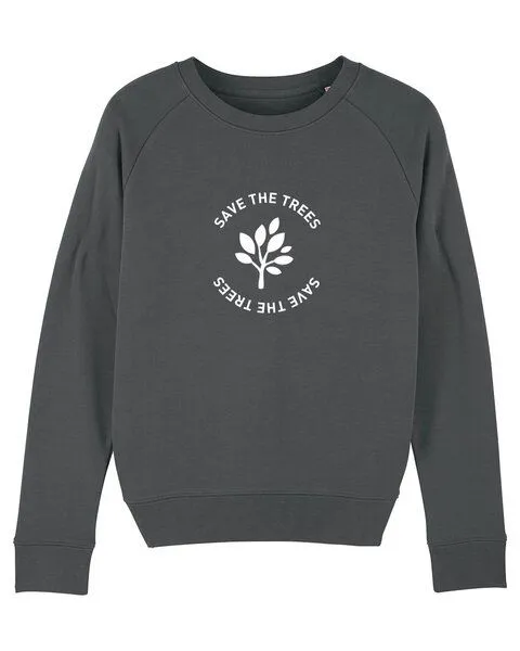 University of Soul University of Soul Damen Sweatshirt aus Bio-Baumwolle "Save the Trees", Anthrazit, – Produktbild 1 von 2