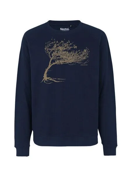 Peaces.bio - handbedruckte Biomode Peaces.bio - handbedruckte Biomode Bio Damen-Sweatshirt Loose Fit Windy Tree, Blau, – Produktbild 1 von 2