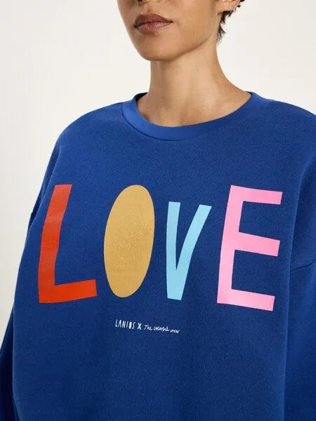 LANIUS LANIUS Statementsweatshirt (GOTS) aus Bio-Baumwolle, Blue moon, – Produktbild 3 von 4