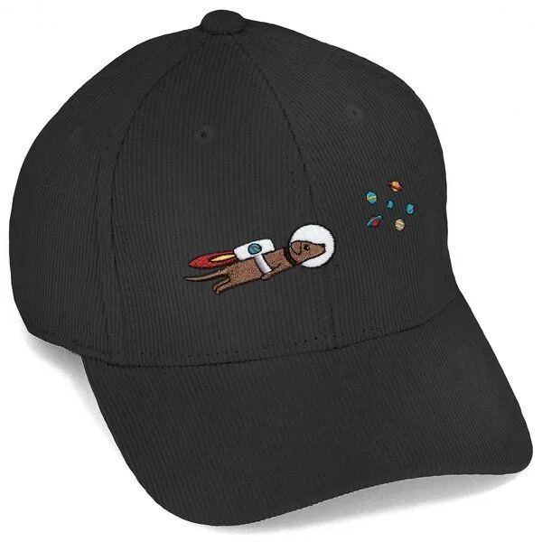 LIGARTI Bestickte Cord Cap – Astrowau der Space–Hund – LIGARTI Tiermanufaktur, Schwarz, – Produktbild 1 von 4