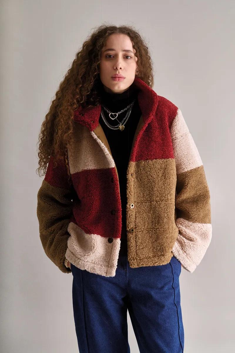 KOMODO KOMODO Damen vegan Jacke Isobel Patchwork Multicolour, Beige, – Produktbild 1 von 2