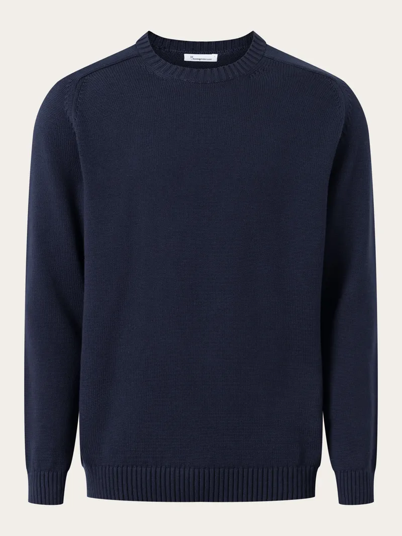 KnowledgeCotton Apparel KnowledgeCotton Apparel Herren vegan Strickpullover Einfarbig Rundhalsausschnitt Nachthimmel, Extra dunkelblau, – Produktbild 1 von 2