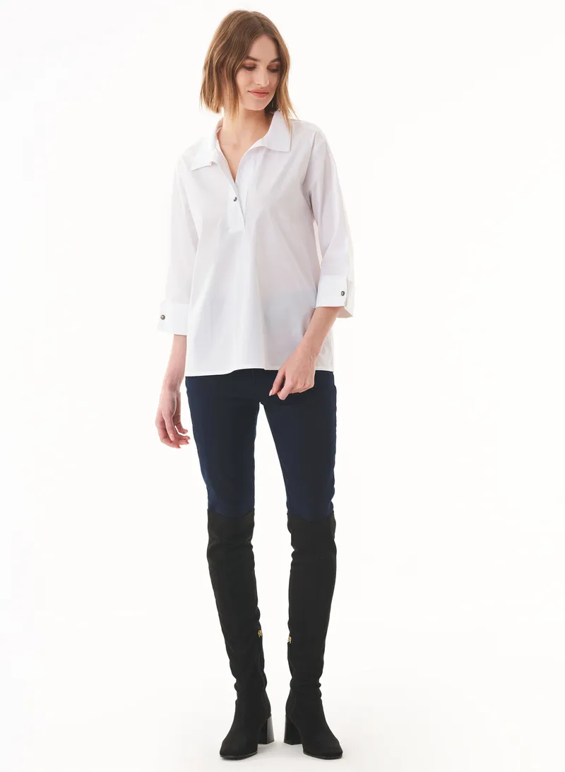 ORGANICATION ORGANICATION Damen vegan Bluse Bio-Baumwolle Weiß, Weiß, – Produktbild 1 von 2