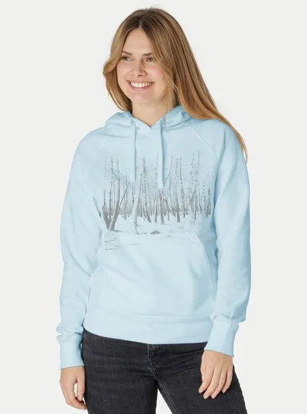 Peaces.bio - handbedruckte Biomode Peaces.bio - handbedruckte Biomode Damen Hoodie Woodland, Hellblau, – Produktbild 2 von 2