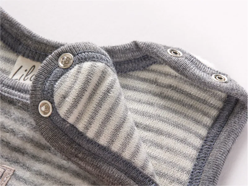 Lilano Lilano Baby Strampler mit Fuß Bio-Merinowolle Wollplüsch grau-natur Gr.62, Natur, grau, – Produktbild 2 von 2
