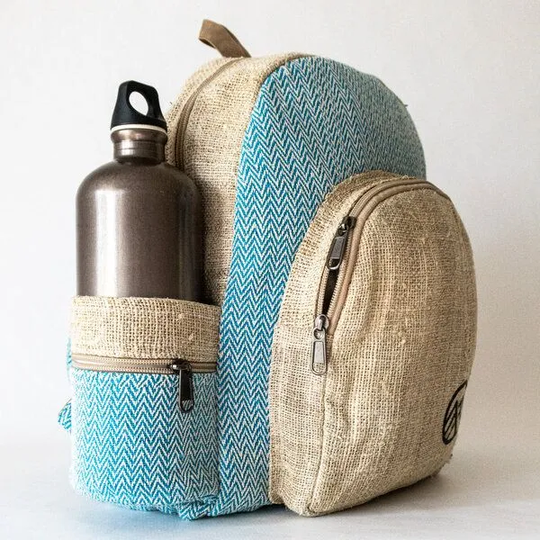Himal Hemp Rucksack RAMRI aus Hanf von Himal Hemp (Medium), Zigzag hellblau, – Produktbild 3 von 4