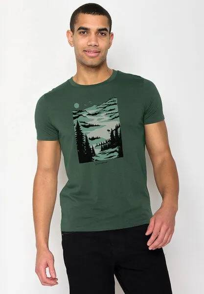 GreenBomb GREENBOMB Nature Lakeside Guide - Sportliches T-Shirt aus Bio-Baumwolle / hochwertiger Print / GOTS / Fair & Vegan, Grün (flaschengrün), – Produktbild 1 von 4
