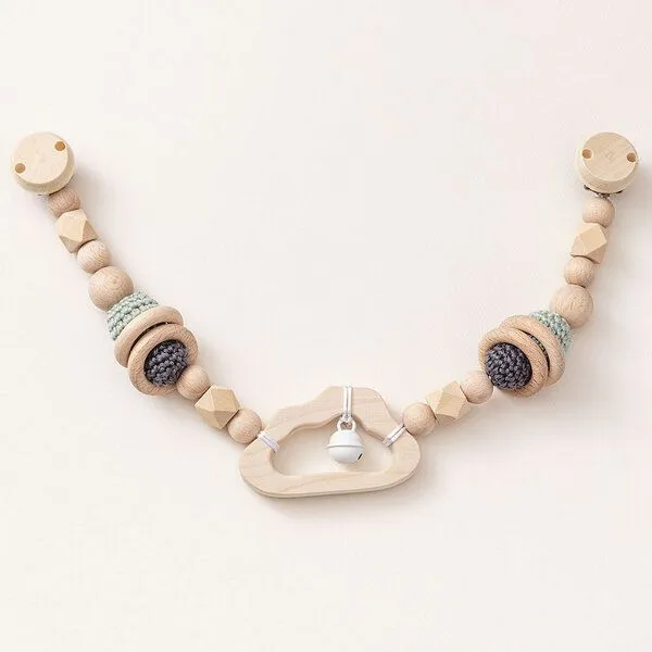 NoniKids Berlin NoniKids Berlin Kinderwagenkette Holz *Wolke Glocke* 2 Farben | Bio Baumwolle, Mint, – Produktbild 1 von 4
