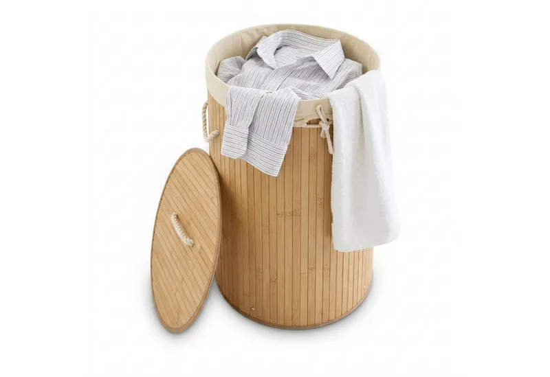 RELAXDAYS RELAXDAYS Wäschekorb Bambus rund (1 St), Braun, – Produktbild 1 von 6