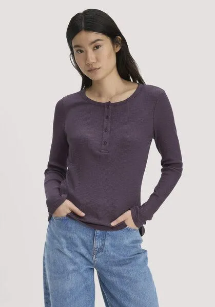 hessnatur hessnatur Longsleeve Henley Slim aus Bio-Baumwolle, Dunkle traube, – Produktbild 1 von 4