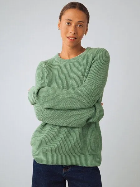 Honest Basics Honest Basics Damen Strickpullover aus 100% Bio-Baumwolle, Salbei, – Produktbild 1 von 4