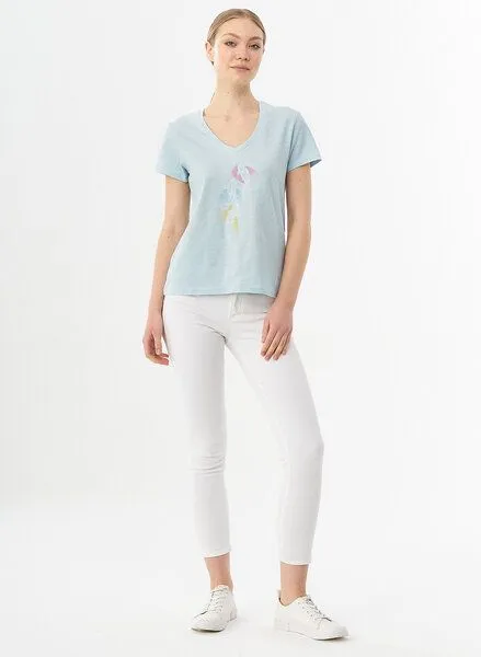 ORGANICATION ORGANICATION T-Shirt aus Bio-Baumwolle mit Fisch-Print, Light blue, – Produktbild 2 von 4