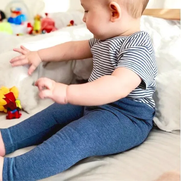 OrganicEra Baby-Leggings 'OrganicEra' aus Bio-Baumwolle, Indigo melange (blau), – Produktbild 1 von 4