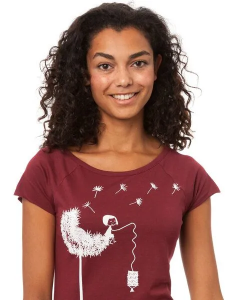 FellHerz FellHerz Damen T-Shirt Pusteblume Bio Fair, Ruby, – Produktbild 3 von 4
