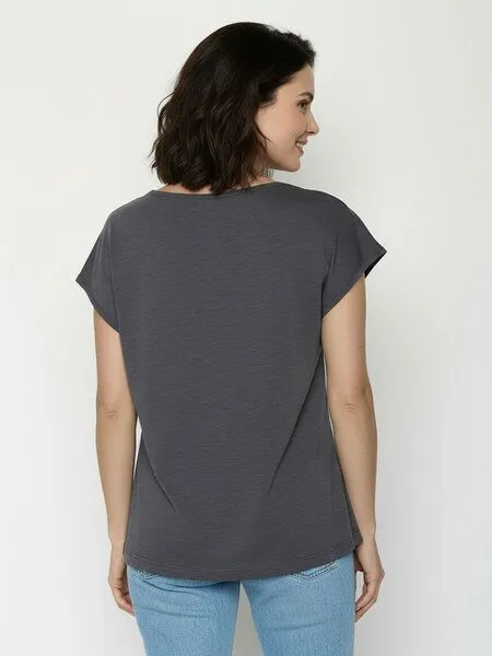 GreenBomb GREENBOMB Leafline Cool - Lässiges T-Shirt aus Bio-Baumwolle / hochwertiger Print / GOTS / Fair & Vegan, Grau (gravel), – Produktbild 4 von 4