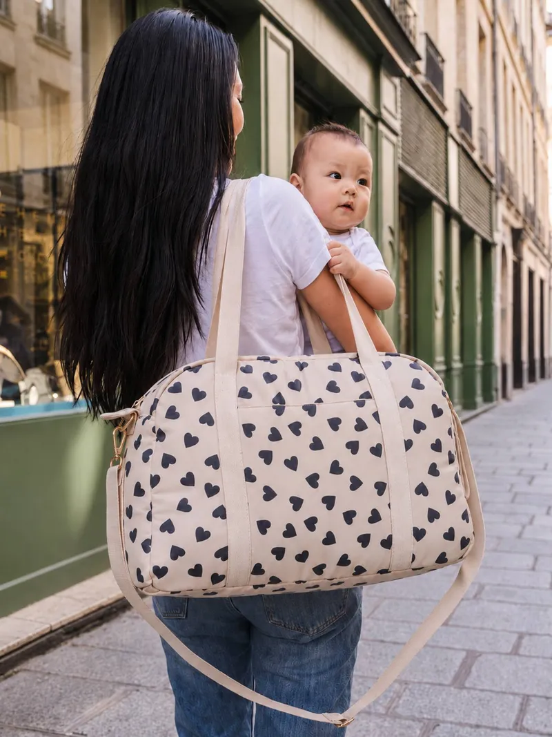 Vertbaudet Wickeltasche CATALINA, Wollweiß herzenswärme, – Produktbild 1 von 4