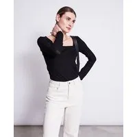 JAN N JUNE JAN N JUNE Langarmshirt FRIA aus geripptem Lyocelljersey, Schwarz, – Produktbild 1 von 1