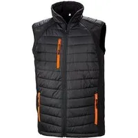 Result Genuine Recycled Result Genuine Recycled Reduzierte Herren Weste Steppweste Atmungsaktiv Wasserabweisend Bodywarmer bis Größe 4XL Wattiert Padded Übergangsweste, Schwarz/orange, – Produktbild 1 von 1