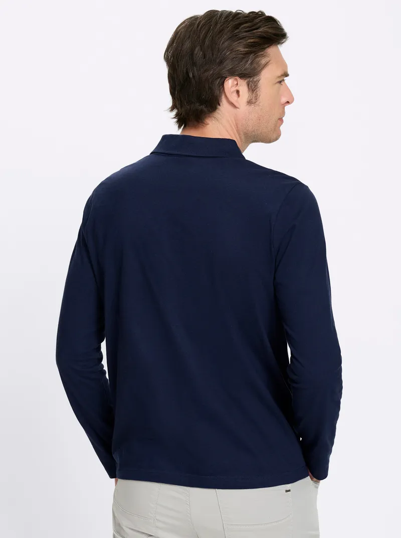 Catamaran Langarm-Poloshirt marine-bedruckt, Marine-bedruckt, – Produktbild 2 von 2
