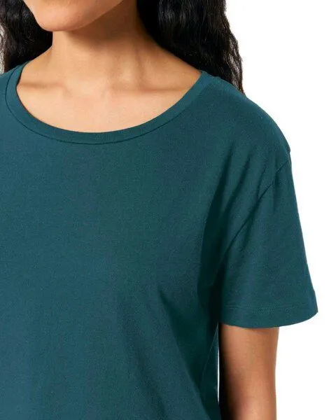 YTWOO YTWOO Damen-Scoop-Neck-T-Shirt aus Bio-Baumwolle, Türkis, – Produktbild 3 von 4