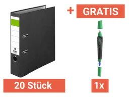 20 x Ordner "Economy" Rückenbreite 8 cm, DIN A4 + GRATIS Schneider Tintenroller "BREEZE" – Produktbild 1 von 1
