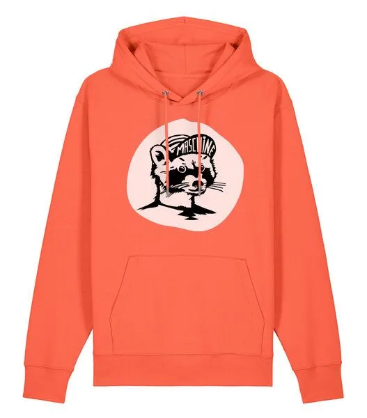 päfjes päfjes Waschbär die Maschine / Gravel / Rennrad - Unisex Fair Wear Bio Hoodie, Orange (fiesta), – Produktbild 2 von 3