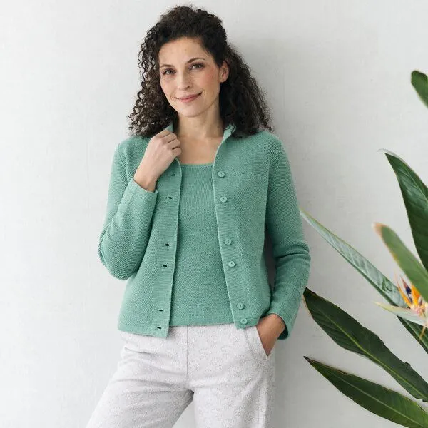 Kokon Zwo Kokon Zwo Perlmutt Strickjacke 100% Merinowolle (kbT), Helles türkismelange, – Produktbild 1 von 1