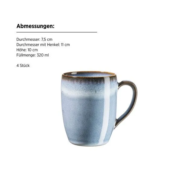 Mäser Mäser Frühstücksset 12-tlg. "Smoky's" Steinzeug, Blau, – Produktbild 4 von 5