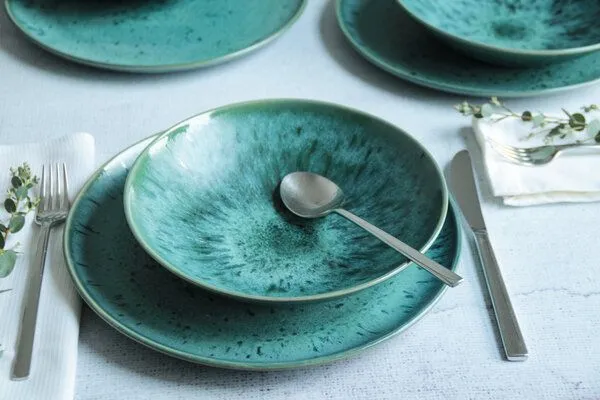 Mäser Mäser Teller Set 8-tlg. "Carellia" Steinzeug, Blau, – Produktbild 3 von 5