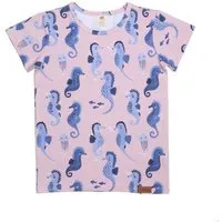 Walkiddy Baby T-Shirt GOTS zertifiziert – 95% Bio-Baumwolle, Rosa mit Seepferdchen-Print, 5% Elasthan, weich | Walkiddy – Produktbild 1 von 1