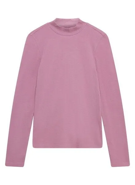 KnowledgeCotton Apparel KnowledgeCotton Apparel Langarmshirt - Rib high neck long sleeved - aus Bio-Baumwolle, Rosa (orchid-haze), – Produktbild 1 von 2
