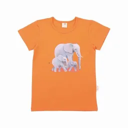 Walkiddy Walkiddy Kleinkinder T-Shirt GOTS zertifiziert, Bio-Baumwolle, orange, Elefantenprint, weich & bequem – Produktbild 1 von 1