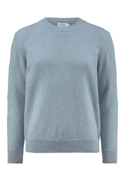 hessnatur hessnatur Strick Pullover Regular aus Bio-Merinowolle mit Bio-Baumwolle, Helles jeansblau, – Produktbild 4 von 5