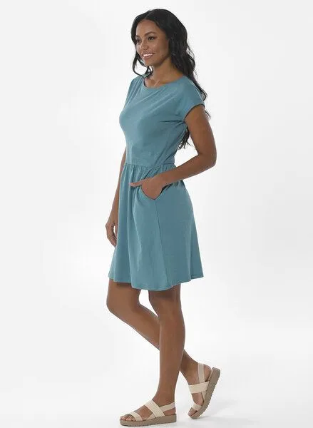ORGANICATION ORGANICATION Slub-Jersey-Kleid aus Bio-Baumwolle, Grün (petrol green), – Produktbild 2 von 4