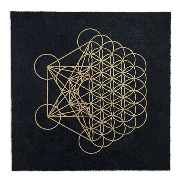Veskor Cassiopeia Veskor Cassiopeia METAFLOWER Heilige Geometrie Linoldruck | 35 × 35 cm | Gold auf Schwarz – Produktbild 1 von 4