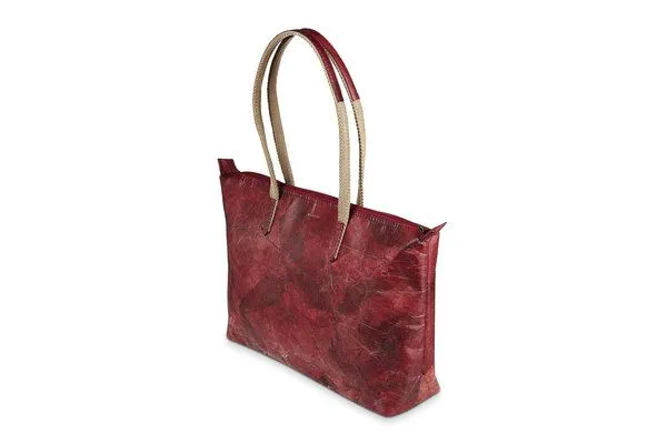 BELEAF BELEAF Vegane Tasche "SHOP LEAF" aus Blattleder, Poppy red, – Produktbild 3 von 4