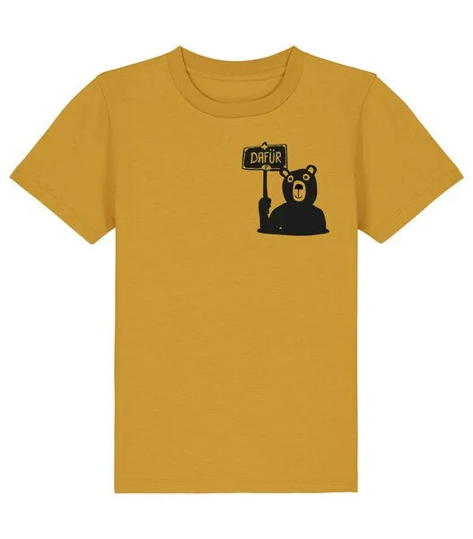 päfjes päfjes Der Bär ist DAFÜR! Du auch? - Kinder T-Shirt aus Bio Baumwolle Fair - Siebdruck, Ochre (gelb), – Produktbild 2 von 3