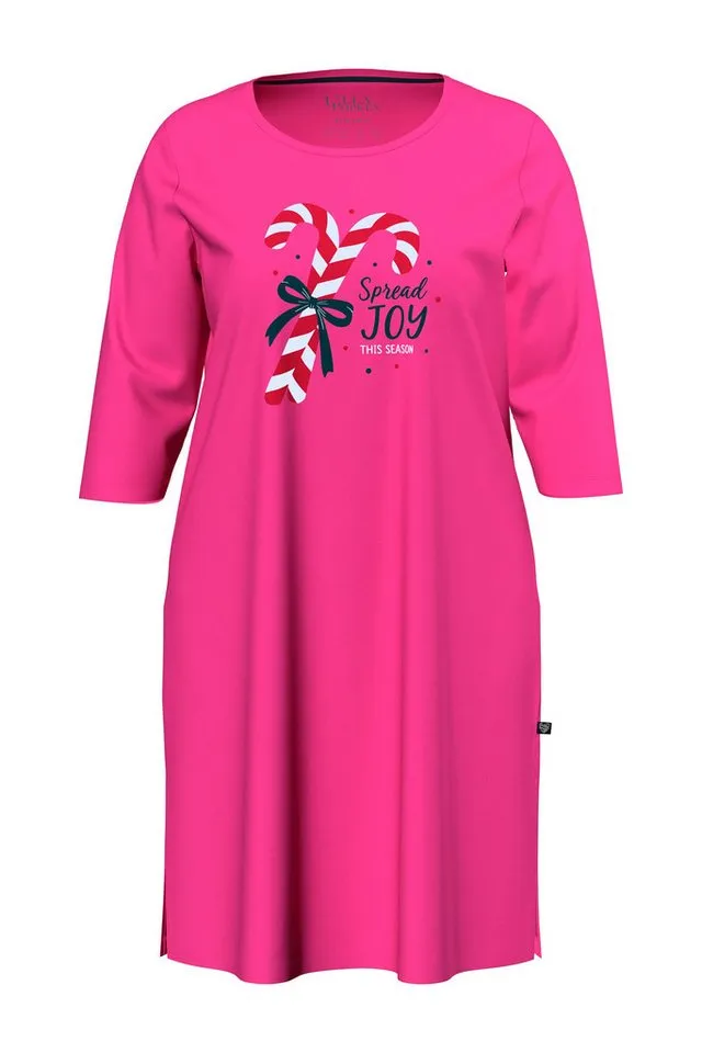 Ulla Popken Bigshirt Weihnachts-Bigshirt Zuckerstange Rundhals 3/4-Arm, Grau, – Produktbild 3 von 4