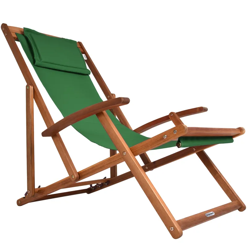 Casaria® Gartenliege Grün Akazienholz 94x60x94cm, Grün, – Produktbild 1 von 2