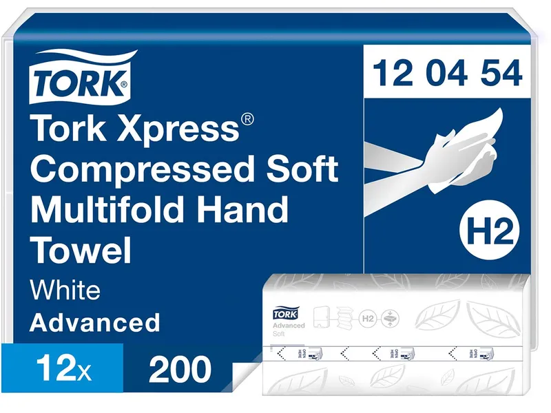 Tork Tork Xpress Multifold-Papierhandtücher "Advanced H2" komprimiert, 12 x 200 Blatt, weiß – Produktbild 1 von 1