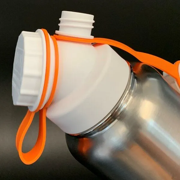 JN JuNiki's JN JuNiki's Isolierte Edelstahl Trinkflasche 1 Liter + Edelstahl-Filter, Weiss-gelb, – Produktbild 4 von 4