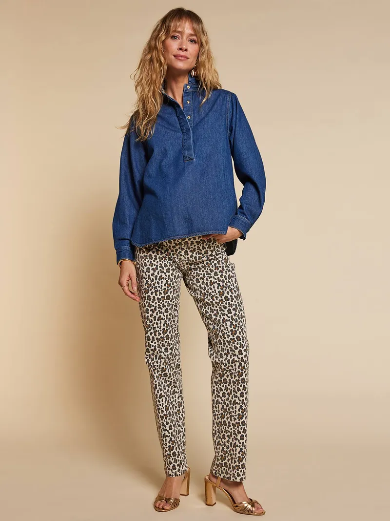 Envie De Fraise Gerade Umstandsjeans mit Leo-Print, Wollweiß, – Produktbild 1 von 4