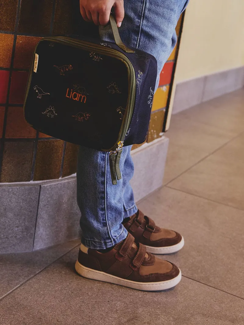 Vertbaudet Kinder Leder-Sneakers mit 2 Klettriemchen und Anziehtrick, Braun, – Produktbild 1 von 4