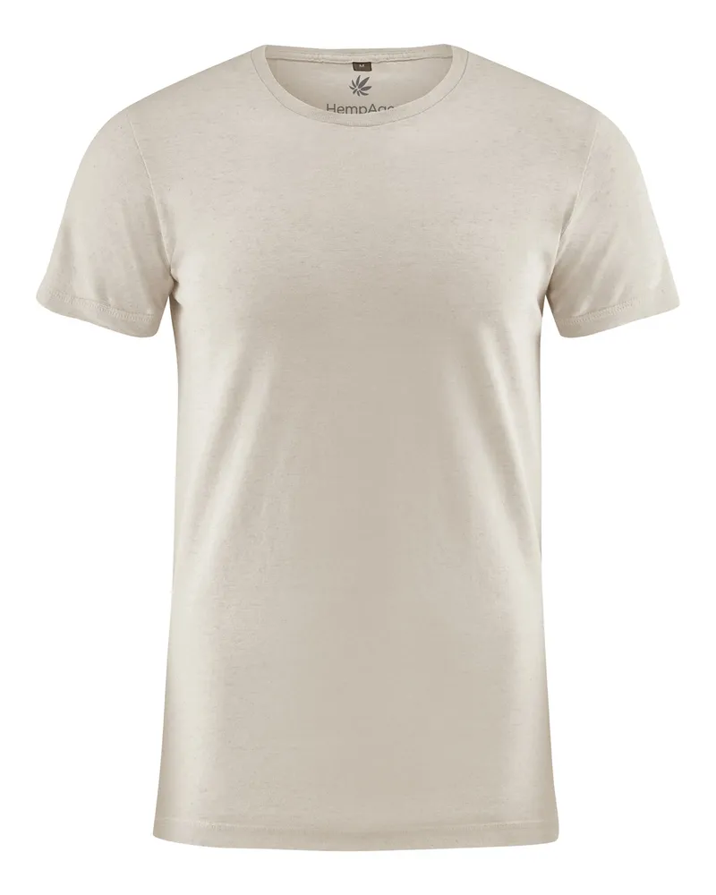 HempAge Hempage Herren vegan T-Shirt Slim Fit Distel Beige, Beige, – Produktbild 1 von 4