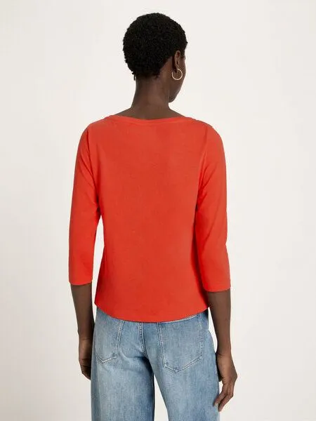LANIUS LANIUS U-Boot Shirt mit 3/4 Arm (GOTS) aus Bio-Baumwolle, Lava red, – Produktbild 4 von 4