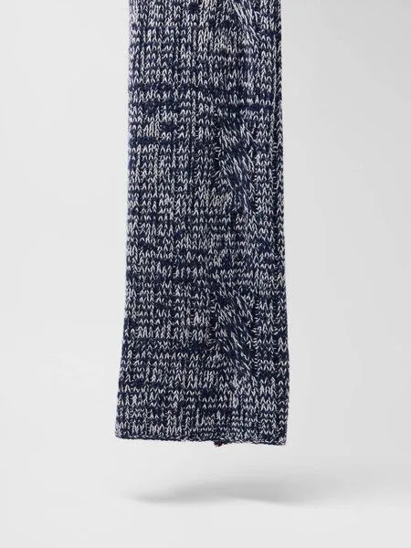 LANIUS LANIUS Strickschal aus Bio-Schurwolle und Bio-Baumwolle, Purple blue melange/ off white, – Produktbild 4 von 4