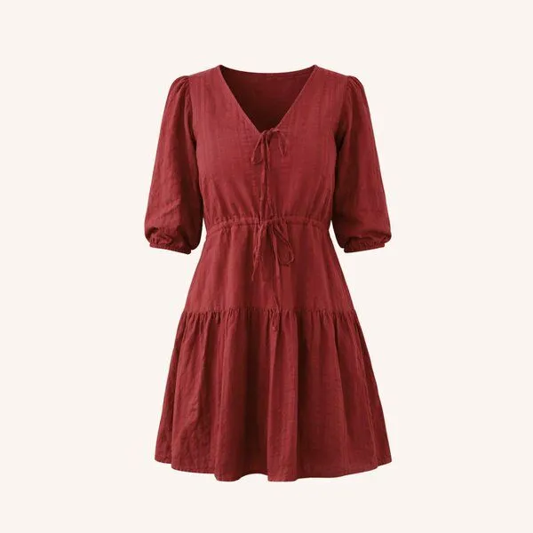 NORDLICHT NORDLICHT Jacquard Kleid Kaja, Rostrot, – Produktbild 2 von 4